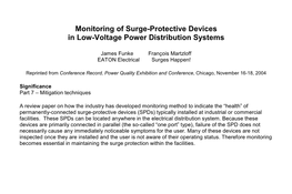 Monitoring of Surge-Protective Devices in Low-Voltage Power Distribution Systems