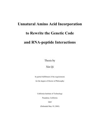 Unnatural Amino Acid Incorporation to Rewrite The