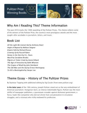 History of the Pulitzer Prizes