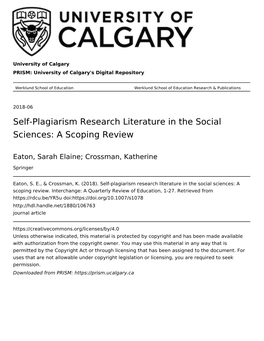 Self-Plagiarism Research Literature in the Social Sciences: a Scoping Review