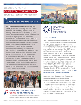Leadership Opportunity: CEO, Downtown Denver Partnership
