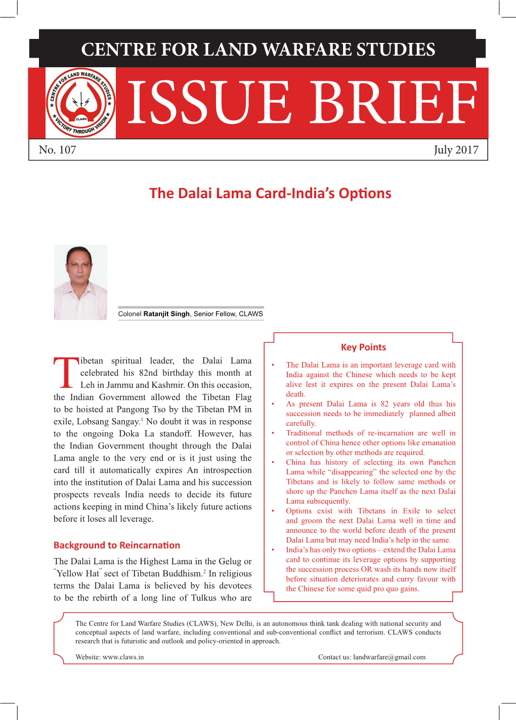 The Dalai Lama Card-India's Options