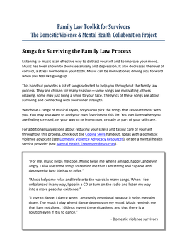 Family Law Toolkit for Survivors the Domestic Violence & Mental Health Collaboration Project
