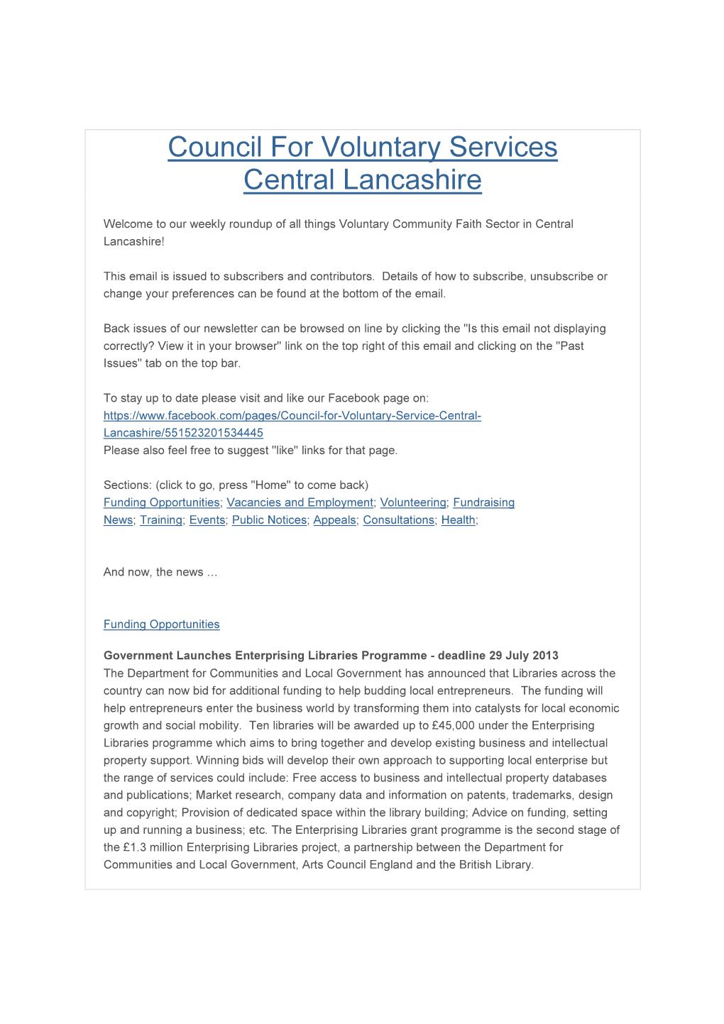 Council for Voluntary Services Central Lancashire