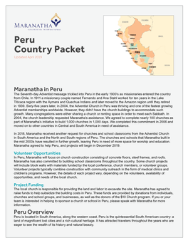 Peru Country Packet Updated April 2019