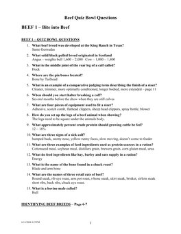 Beef Quiz Bowl Questions