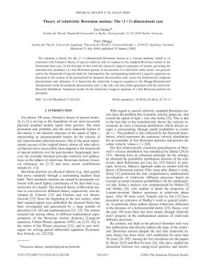 Theory of Relativistic Brownian Motion: the „1+1…-Dimensional Case