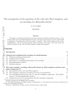 The Asymptotics of the Partition of the Cube Into Weyl Simplices, and an Encoding of a Bernoulli Scheme∗
