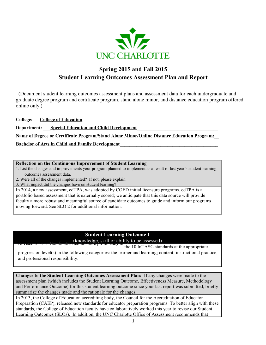 Student Learning Outcomes Assessment Plan and Report s3