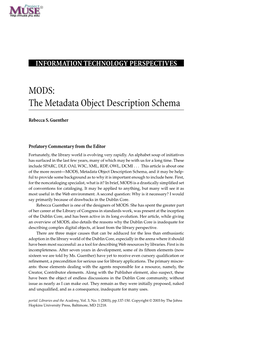 MODS: the Metadata Object Description Schema