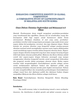 Enhancing Competitive Identity in Global Competition: a Comparative Study of Gastrodiplomacy in Malaysia and South Korea