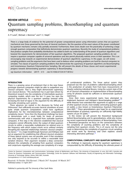 Quantum Sampling Problems, Bosonsampling and Quantum Supremacy