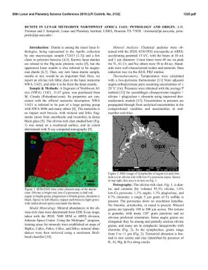 Dunite in Lunar Meteorite Northwest Africa 11421: Petrology and Origin