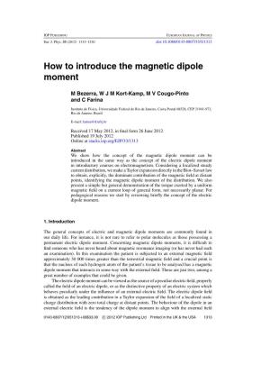 How to Introduce the Magnetic Dipole Moment
