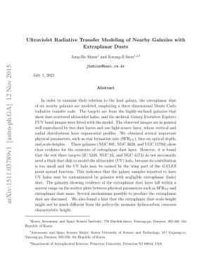 Ultraviolet Radiative Transfer Modeling of Nearby Galaxies with Extraplanar Dusts
