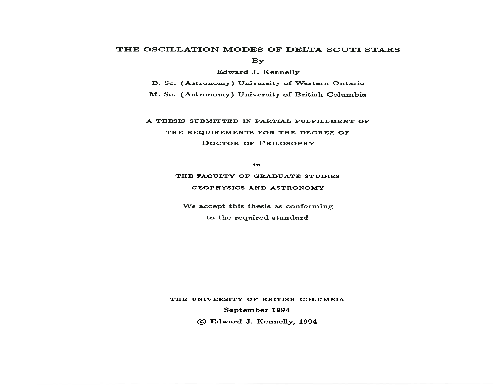 THE OSCILLATION MODES of DELTA SCUTI STARS by Edward J