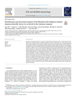 Identification and Functional Analysis of the Mandarin Fish (Siniperca