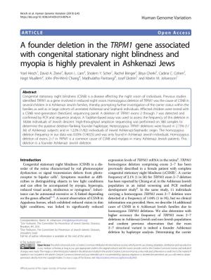 A Founder Deletion in the TRPM1 Gene Associated with Congenital