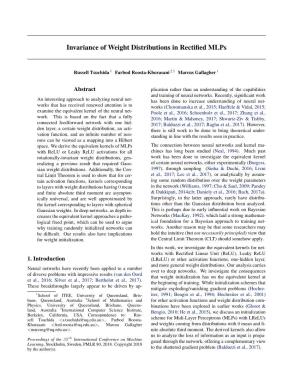 Invariance of Weight Distributions in Rectified Mlps