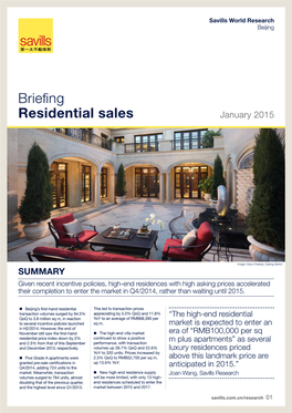 Briefing Residential Sales January 2015