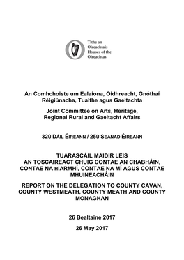 Report on the Delegation to Counties Cavan, Westmeath, Meath And