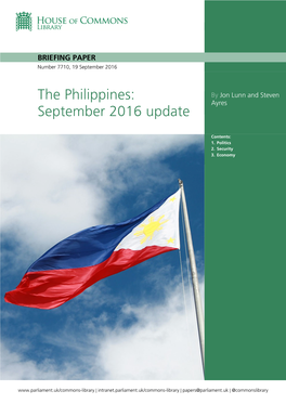 The Philippines: September 2016 Update