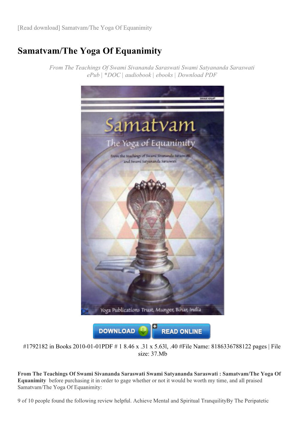 Samatvam-The-Yoga-Of-Equanimity.Pdf