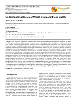 Understanding Basics of Wheat Grain and Flour Quality