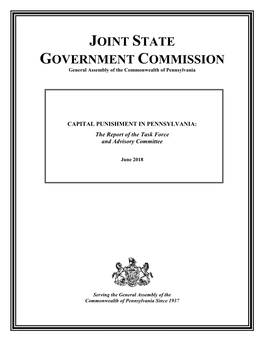 CAPITAL PUNISHMENT in PENNSYLVANIA: the Report of the Task Force and Advisory Committee