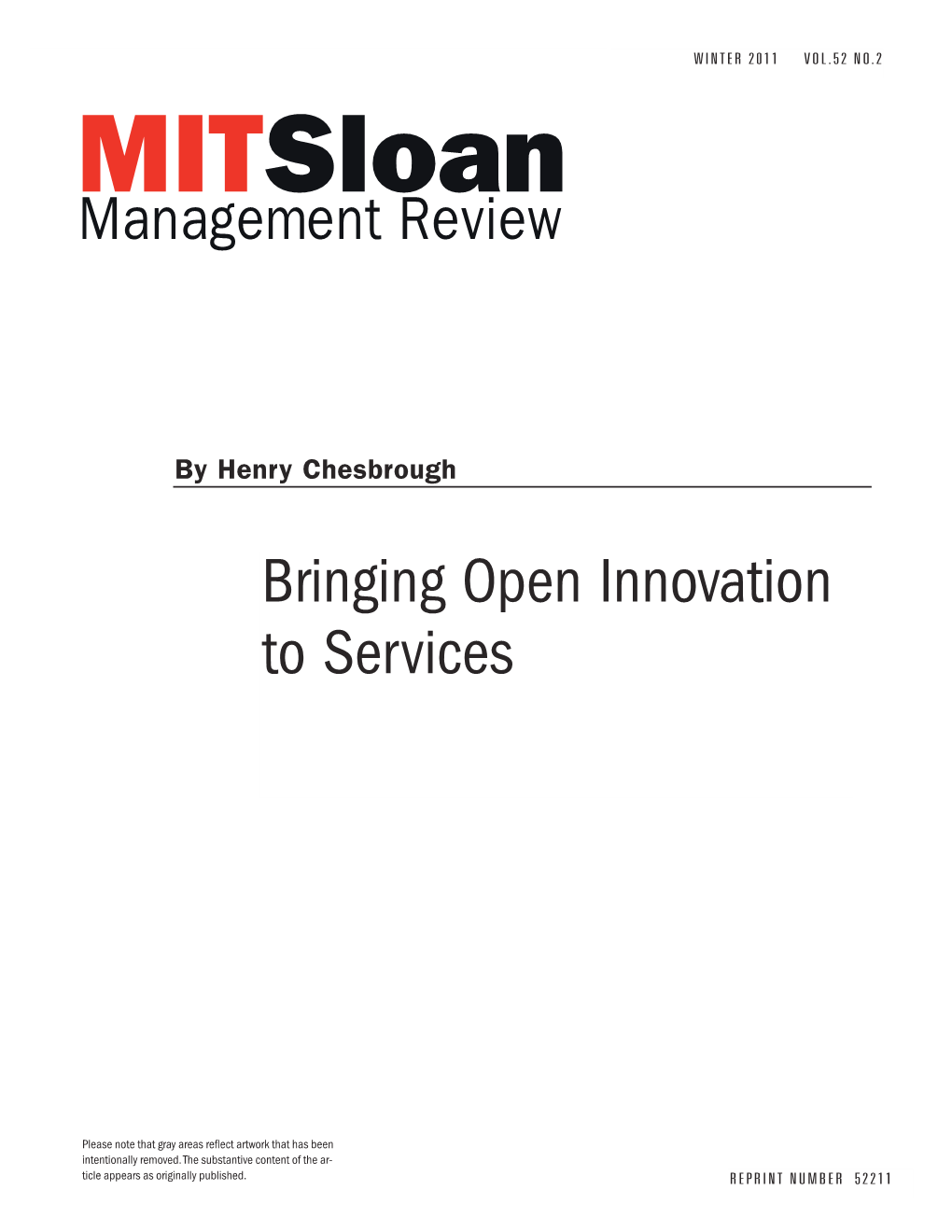 Bringing Open Innovation to Services