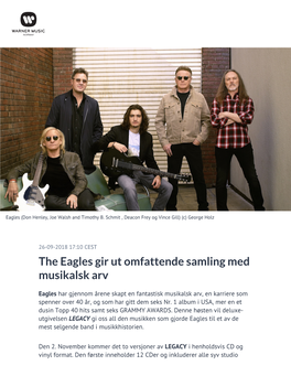 The Eagles Gir Ut Omfattende Samling Med Musikalsk Arv