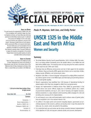 UNSCR 1325 in the Middle East and North Africa. Women And