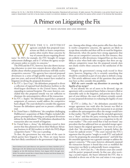 A Primer on Litigating the Fix