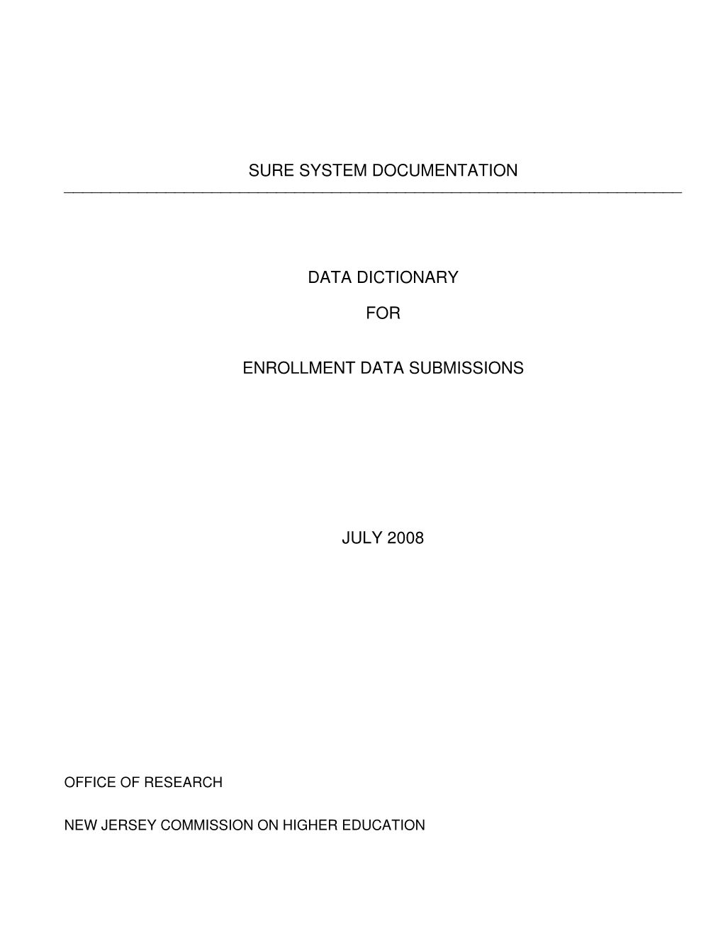 Sure System Documentation Data Dictionary for Enrollment