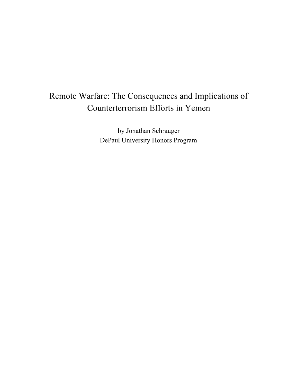 Remote Warfare: the Consequences and Implications of Counterterrorism Efforts in Yemen