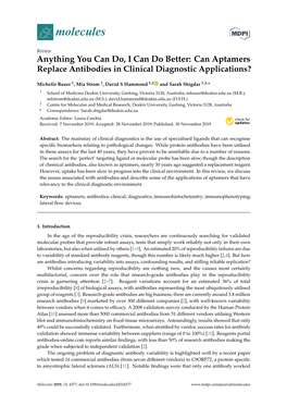Can Aptamers [0.96]Replace Antibodies in Clinical Diagnostic