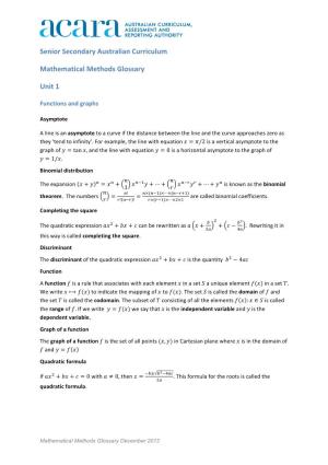 Mathematical Methods Glossary 101212