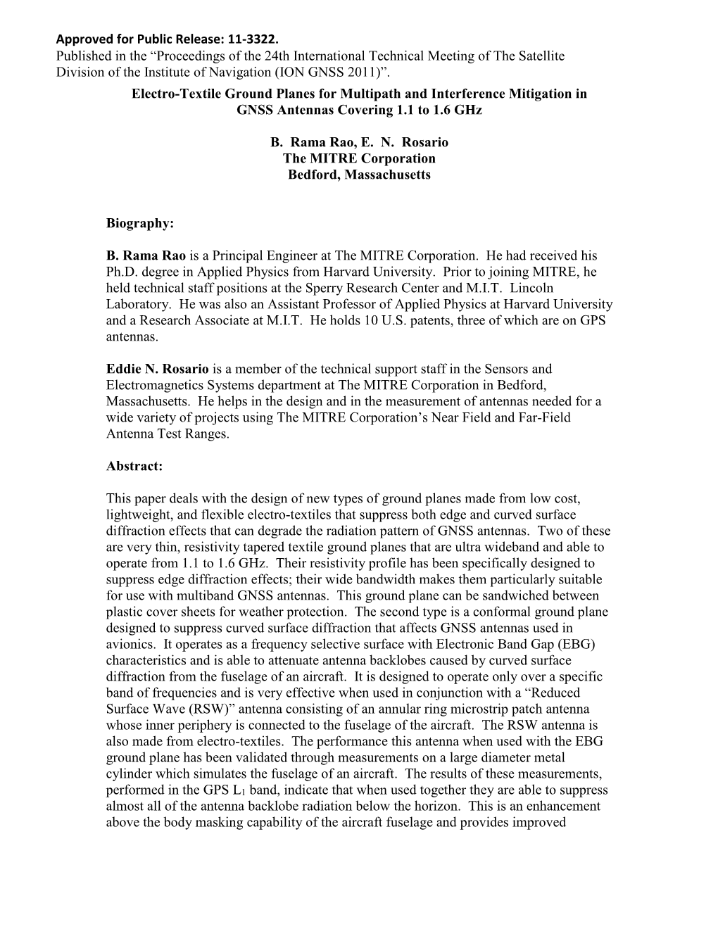 Electro-Textile Ground Planes for Multipath and Interference Mitigation in GNSS Antennas Covering 1.1 to 1.6