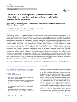 Genus Richness of Microalgae and Cyanobacteria in Biological Soil Crusts from Svalbard and Livingston Island: Morphological Versus Molecular Approaches