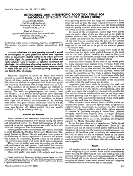 Intergeneric and Interspecific Rootstock Trials for Jaboticaba (Myrciaria Cauliflora (Mart.) Berg)1