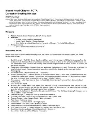 Mount Hood Chapter, PCTA Caretaker Meeting Minutes