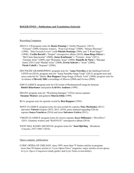 Publications and Translations (Selected) R