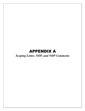 APPENDIX a Scoping Letter, NOP, and NOP Comments