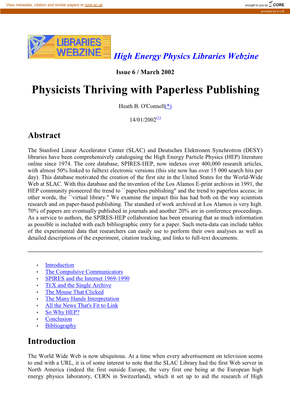 Physicists Thriving with Paperless Publishing