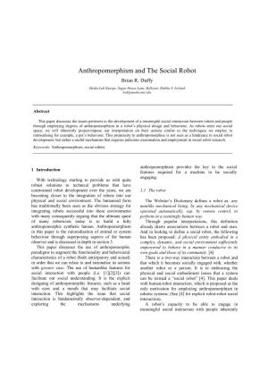 Anthropomorphism and the Social Robot Brian R