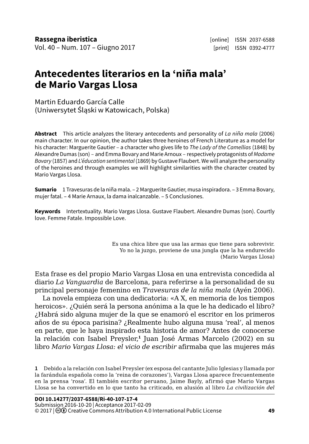'Niña Mala' De Mario Vargas Llosa