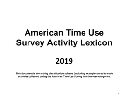 ATUS 2019 Coding Lexicon
