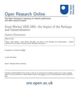 Great Marlow 1835-1891, the Impact of the Railways and Industrialisation Student Dissertation