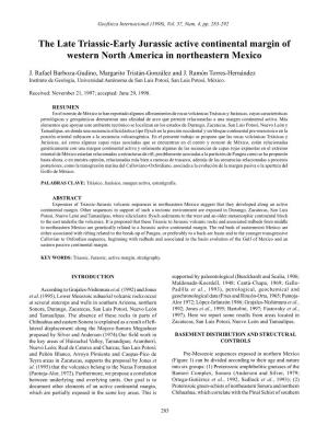 The Late Triassic-Early Jurassic Active Continental Margin of Western North America in Northeastern Mexico