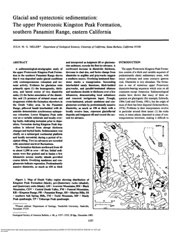 Glacial and Syntectonic Sedimentation: the Upper Proterozoic Kingston Peak Formation, Southern Panamint Range, Eastern California